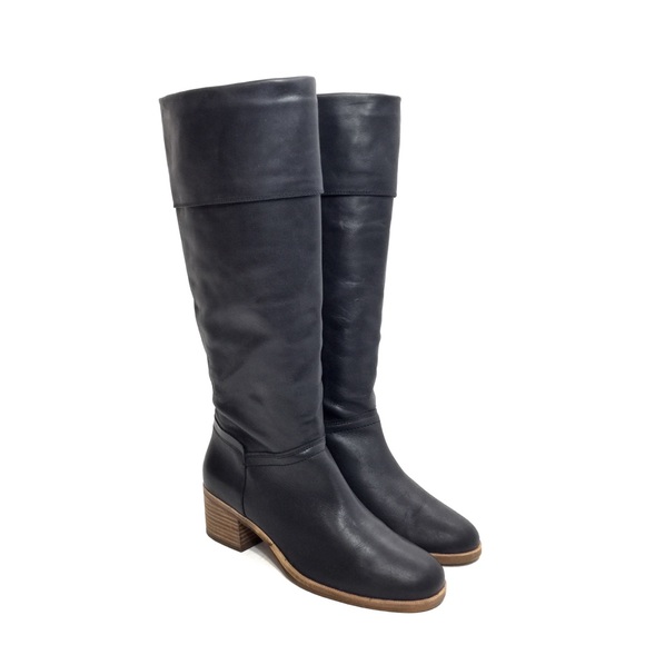 UGG Shoes - UGG Carlin Black Leather Knee High Riding Boots